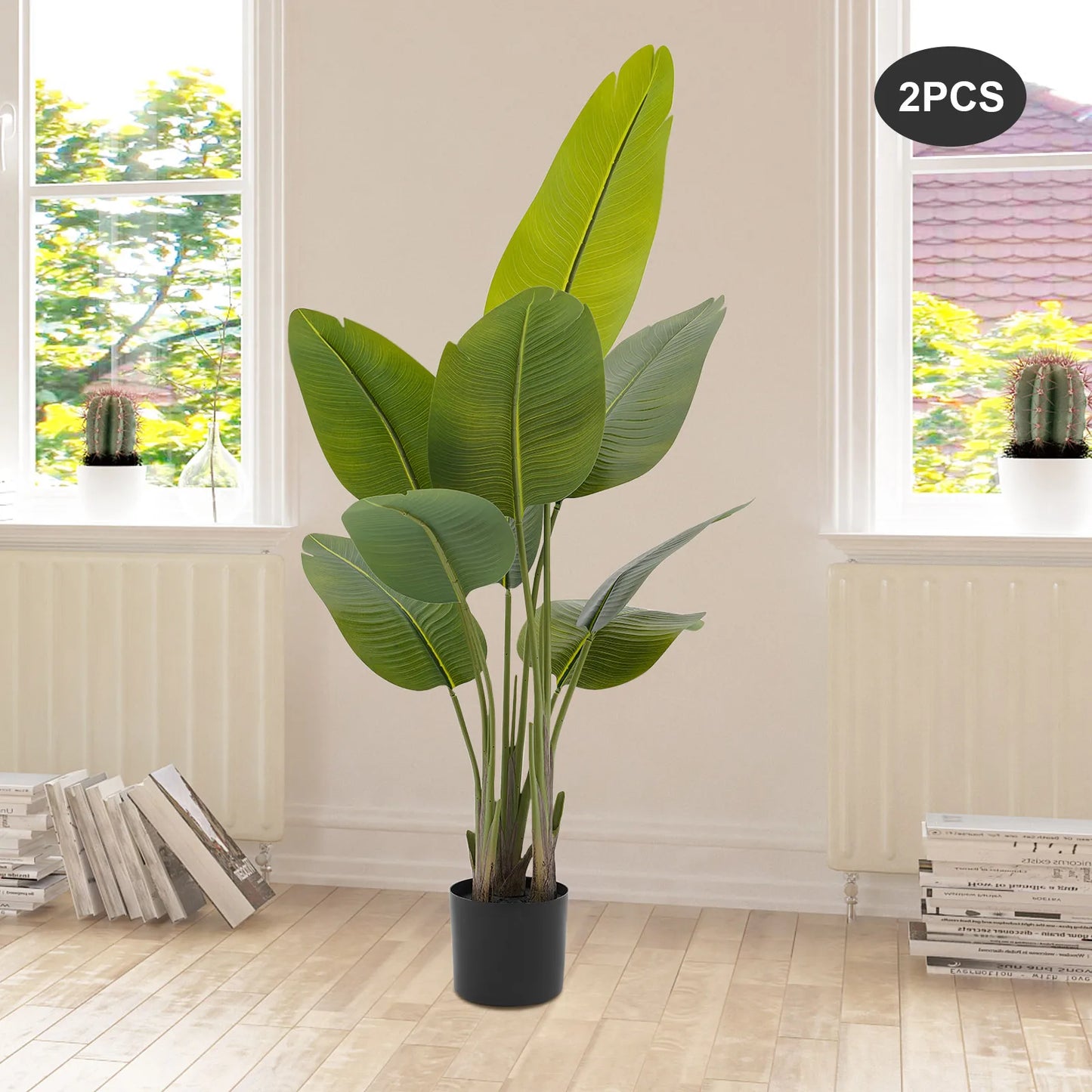2pcs 1.2m Tall Artificial Potted Plants For People with Allergies Fits Placing On The Ground or In Decorative Flower Stands
