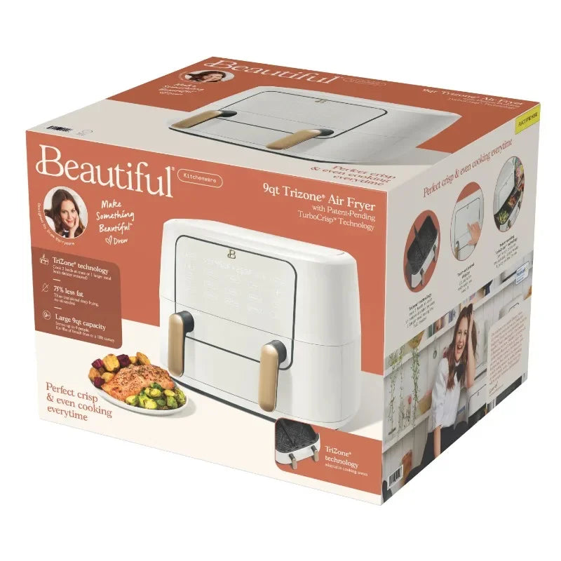 Beautiful 9 Qt TriZone Air Fryer White By Drew Barrymore