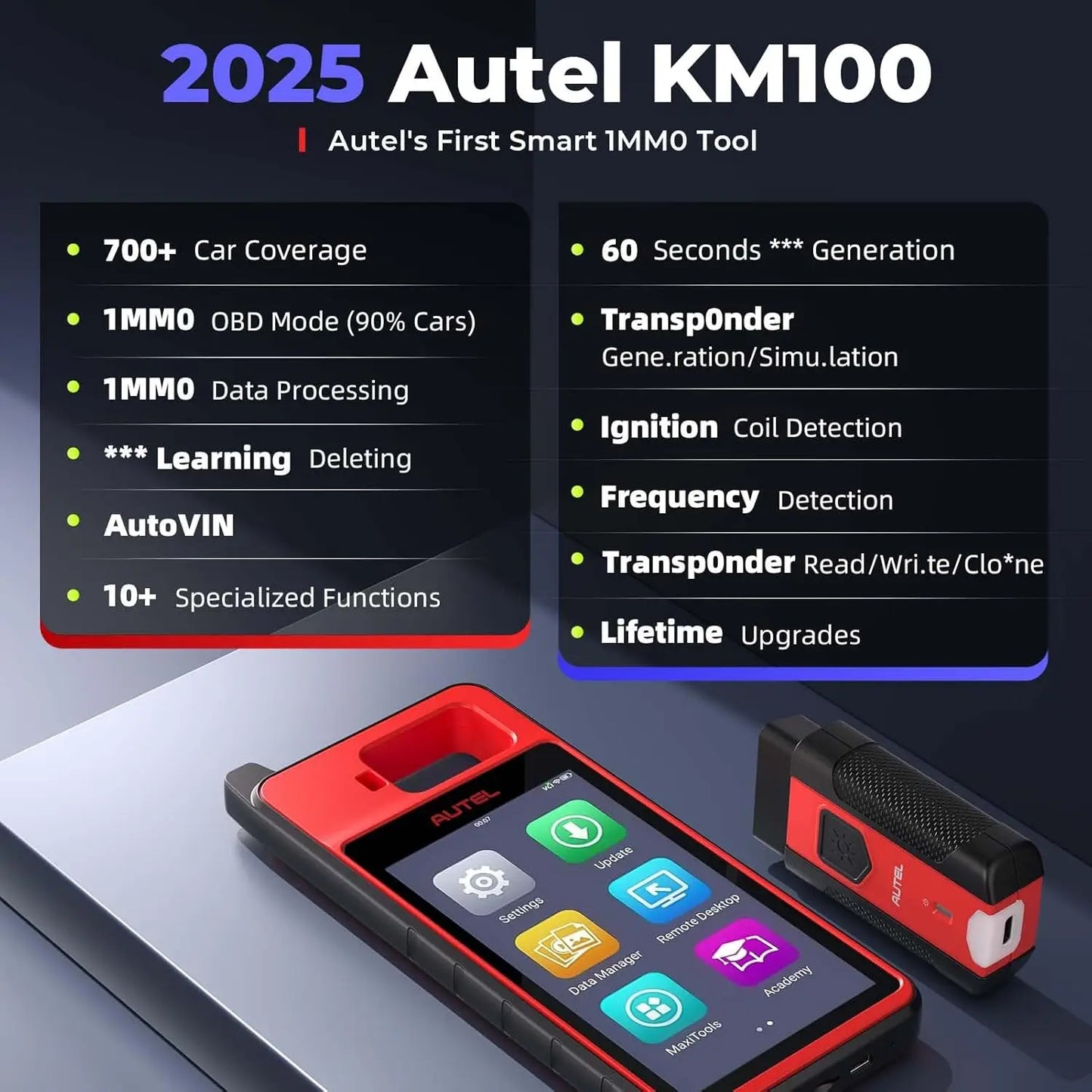 Autel MaxiIM KM100 Key Fob Programming Immobilizer Tool 2PCS Autel IKEY for 60s Key Generation OBD IMMO Key Learning on 99% Car