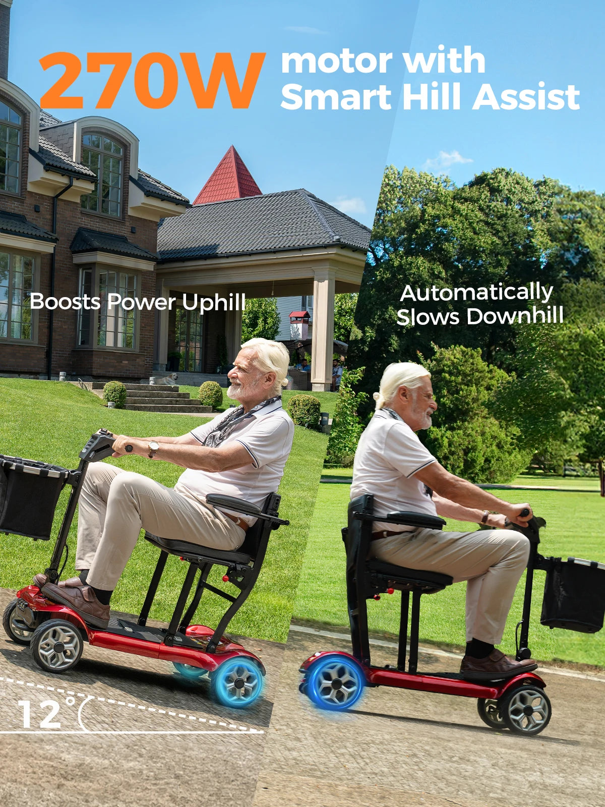 ENGWE Electric Mobility Scooter, 270W Motor, 10AH*2 Dual Batteries, Aluminum Alloy Frame Folding Design For Adults And Seniors