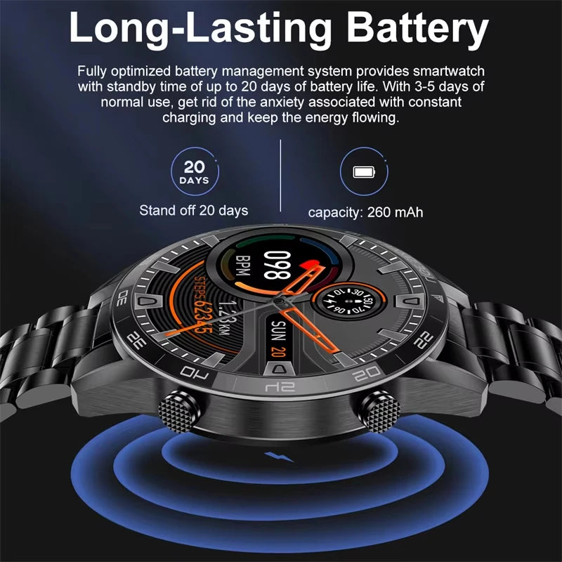 LIGE Luxury Full Circle Touch Screen Men Smart Watch Bluetooth Call Steel Band Waterproof Sports Fitness Watch For Android IOS