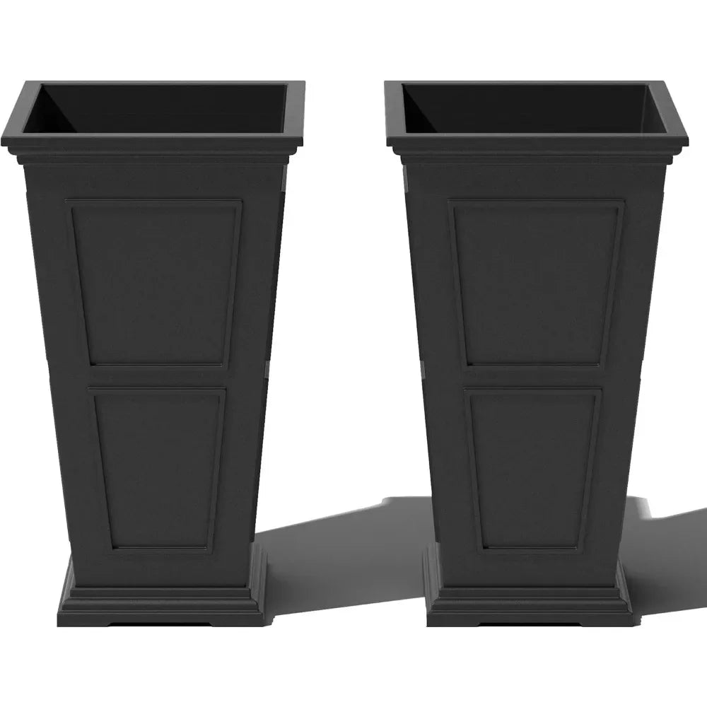 Tall Plastic Planter - Large Outdoor Planter for Front Porch | Weather Use -Crack Resistant All
