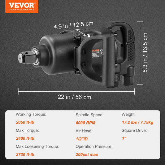 SucceBuy  Air Impact Wrench Up to 2730ft-lbs Reverse Torque Output 1"Pneumatic Impact Gun for Heavy Duty Repairs and Maintenance