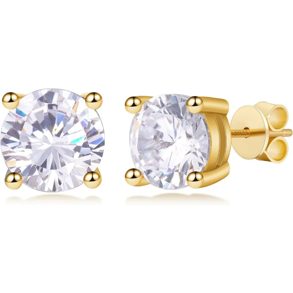 Moissanite Stud Earrings for Women,Women’s 0.6-3CT Round Cut Diamond with 925 Sterling Silver Post,18K White Gold Plated