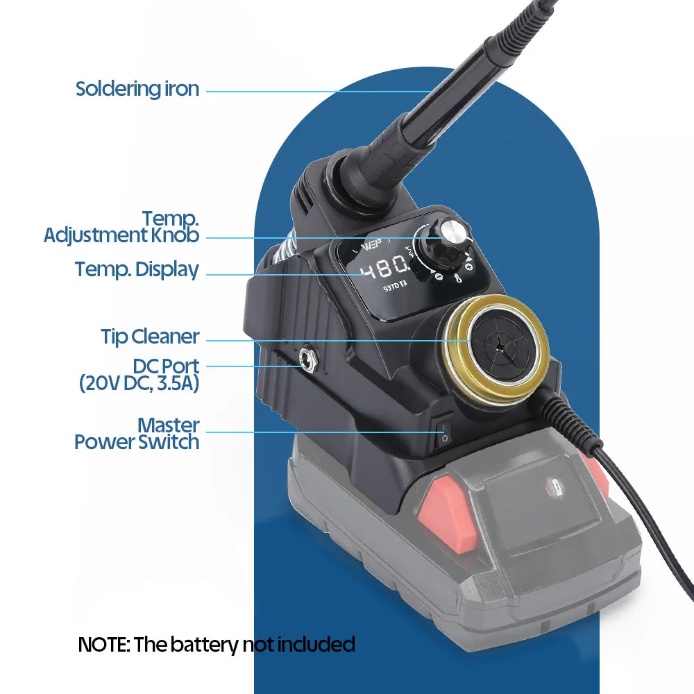 WEP 937D-I Portable Soldering Station Electric Cordless Solder Iron  Kit Fast Heating For Milwaukee Battery 18/20V