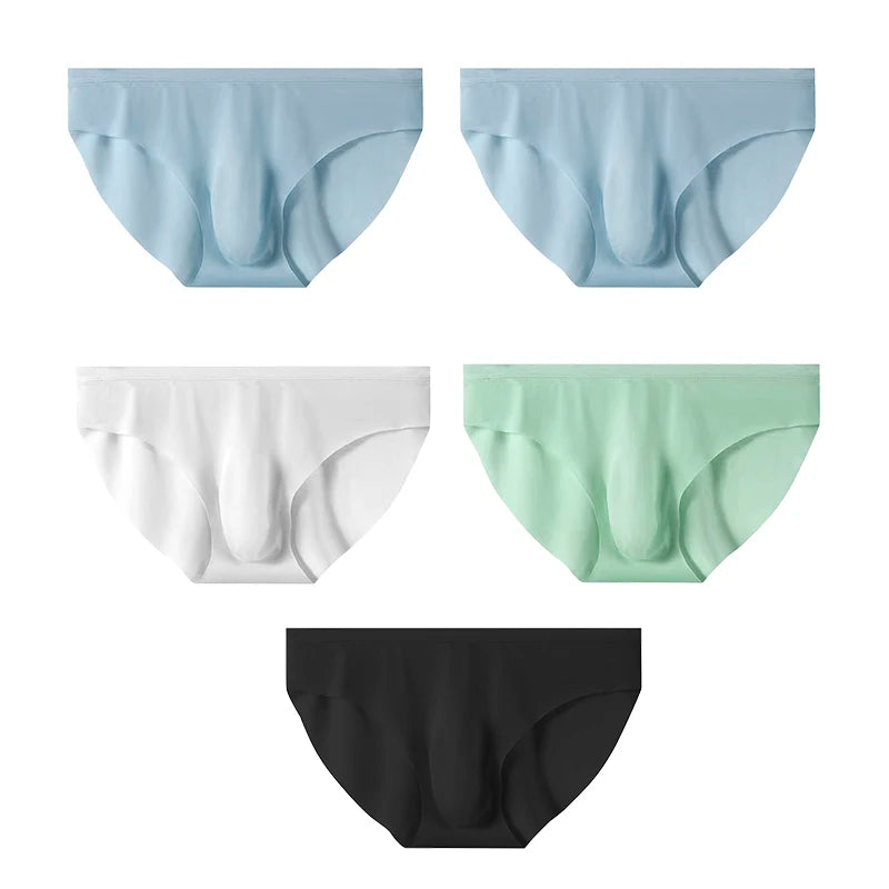 5 PCS/SET Men's Briefs Summer Ice Silk Underwear Sexy Seamless Breathable Low Waist Panties Shorts Plus Size 3XL  Lingerie