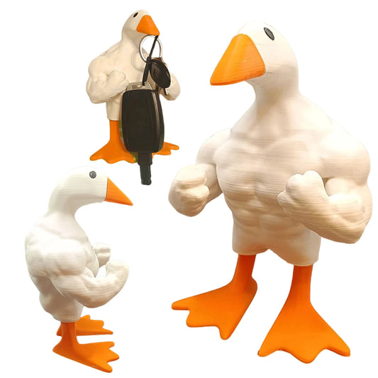 Magnetic Goose Key Holder Muscular Duck Statue Ornament Funny Table Tools Organizer Resin Cute for Living Room & Apartment