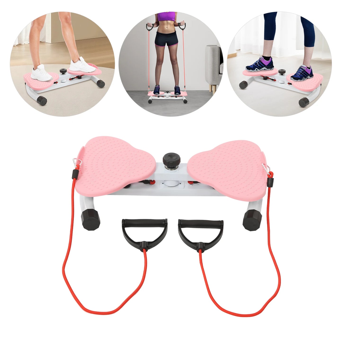 Pink Steel Waist Twister, Floor Standing Waist Twist Exercise Equipment 53.5*32*12cm  Legs Distance 48cm for Homes,Offices