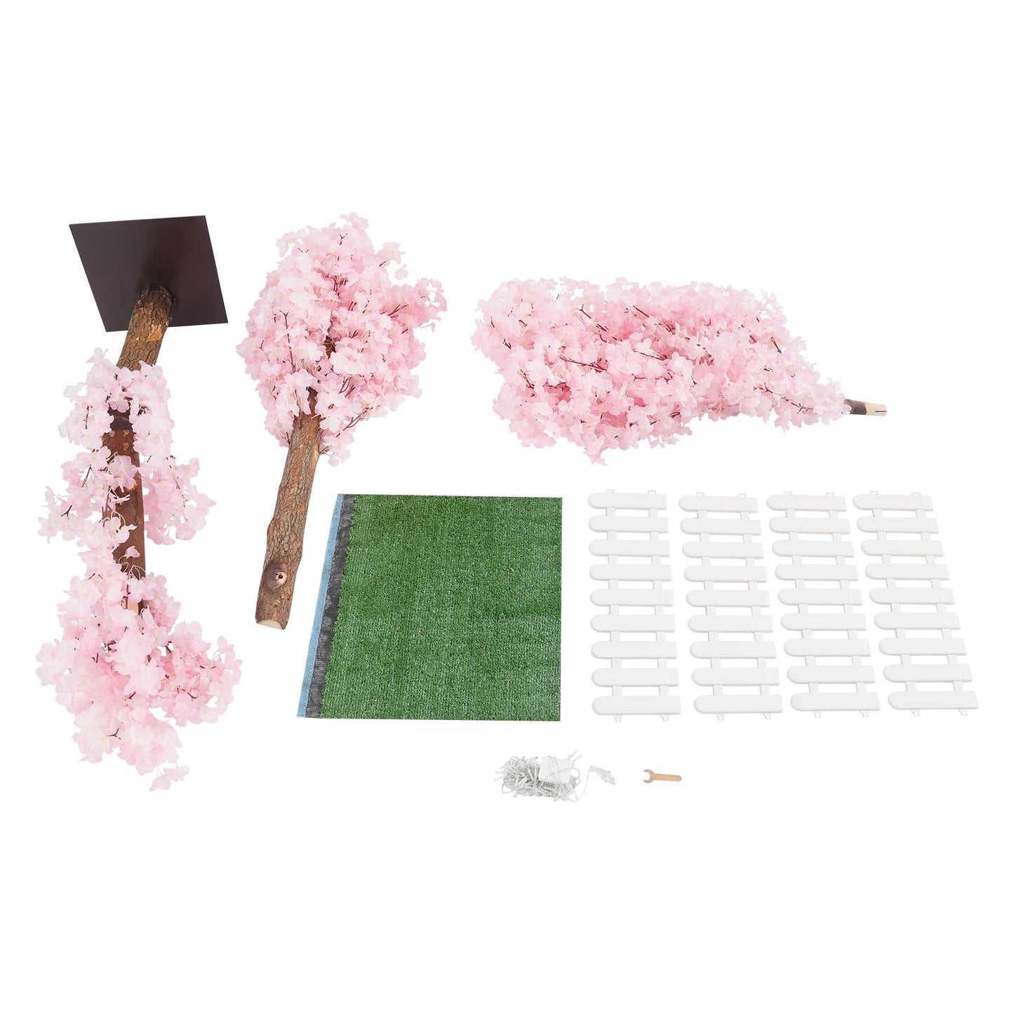 1.6M Artificial Cherry Tree Handmade Sakura Tree Pink Artificial Flowers with Lights for Indoor Outdoors Decor