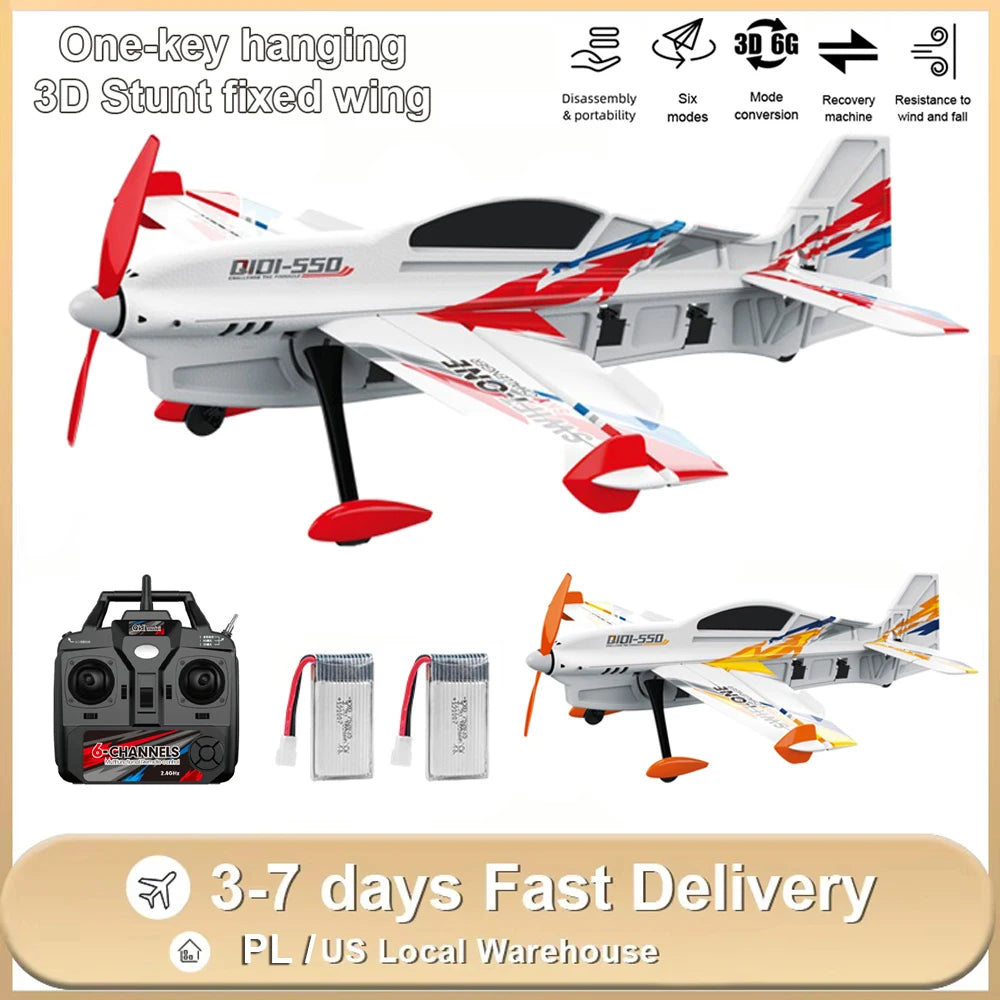 QIDI550 RC Plane Brushless Motor 2.4G Remote Control Aircraft 3D Stunt Glider EPP Foam Flight Airplane Toys US Shipping