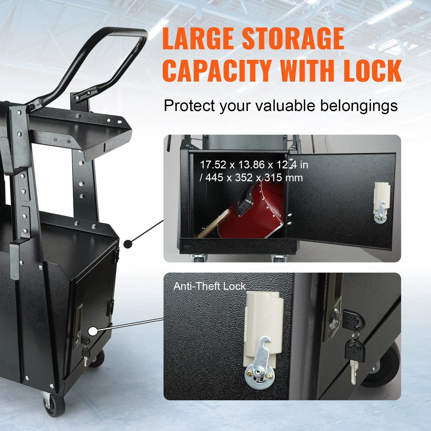 SucceBuy Welding Cart 2-Tier Heavy Duty Welder Cart with 360° Swivel Wheels Tank Storage Cabinet for  ARC Plasma Cutter Machine