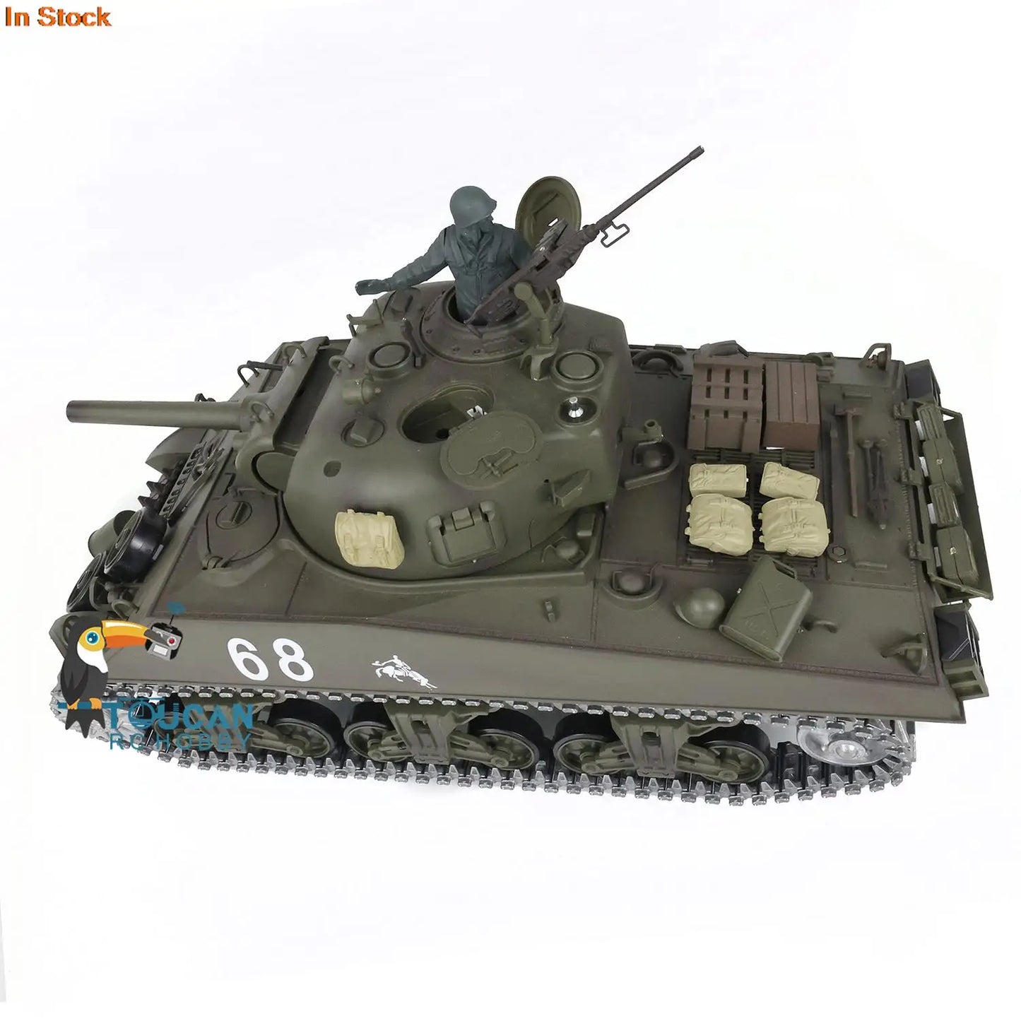 US Stock 1/16 HENG LONG RC Tank 3898 7.0 Upgraded M4A3 Sherman RTR 2.4G Metal Tracks Remote Control Panzer Toy Model Gifts