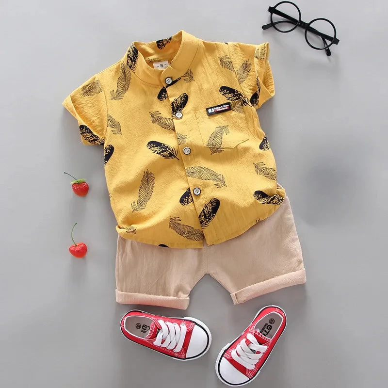New Summer Baby Clothing Children Boys Fashion Printed Shirt Shorts 2Pcs/Sets Toddler Casual Cotton Clothes Suit Kids Tracksuits