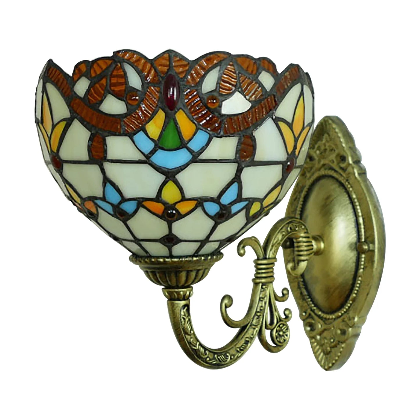 Vintage Baroque Wall Light with Glass Shade, Rust-Proof Finish, Soft Lighting for Living Rooms, Bedrooms, and Hallways