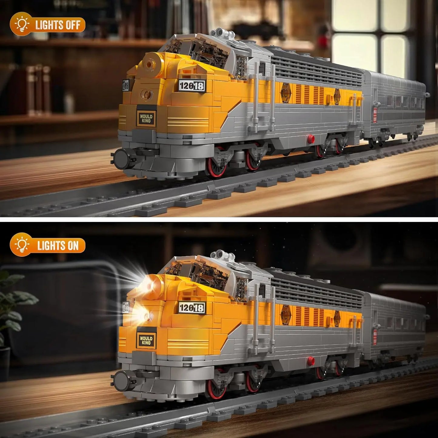 MOULD KING World Train 12018 USA EMD F7 WP Diesel Locomotive Remote Controlled Building Blocks Toy Set Birthday Gift