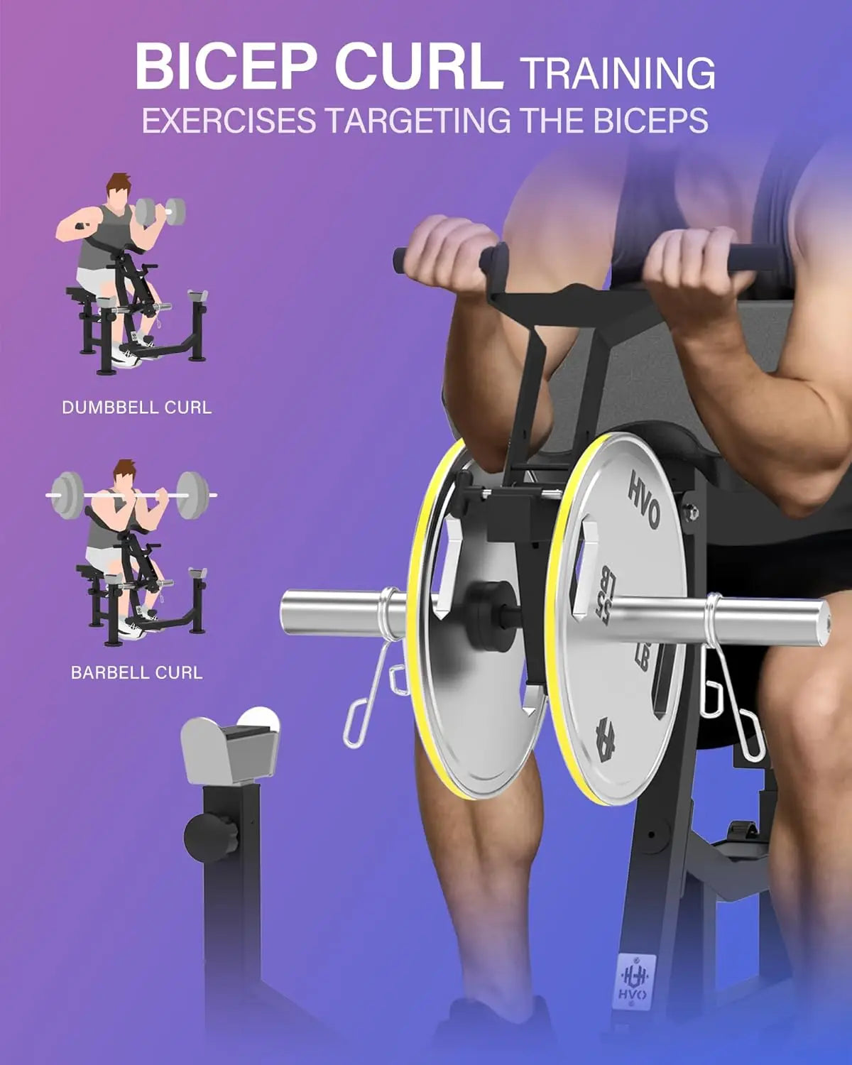 Bicep Machine Preacher Curl Machine 3 in 1 Arm Bicep Tricep Curl Machine Barbell Dumbell Bicep Station Workout Equipment with Ba