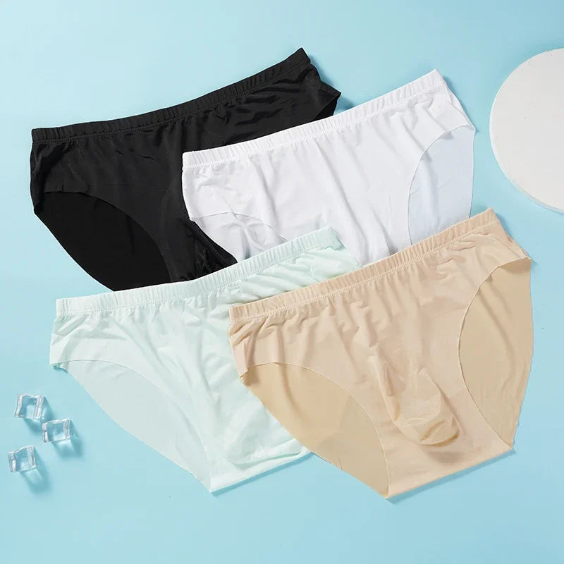 5 PCS/SET Men's Briefs Summer Ice Silk Underwear Sexy Seamless Breathable Low Waist Panties Shorts Plus Size 3XL  Lingerie