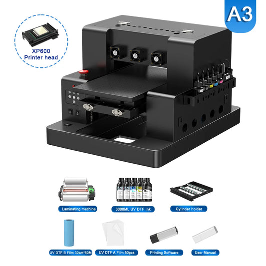 Colorsun A3/A4 UV Printers XP600/L805 Impresora A3 UV DTF Sticker Printing Machine UV Printers For Acrylic Bottle Wood Metal