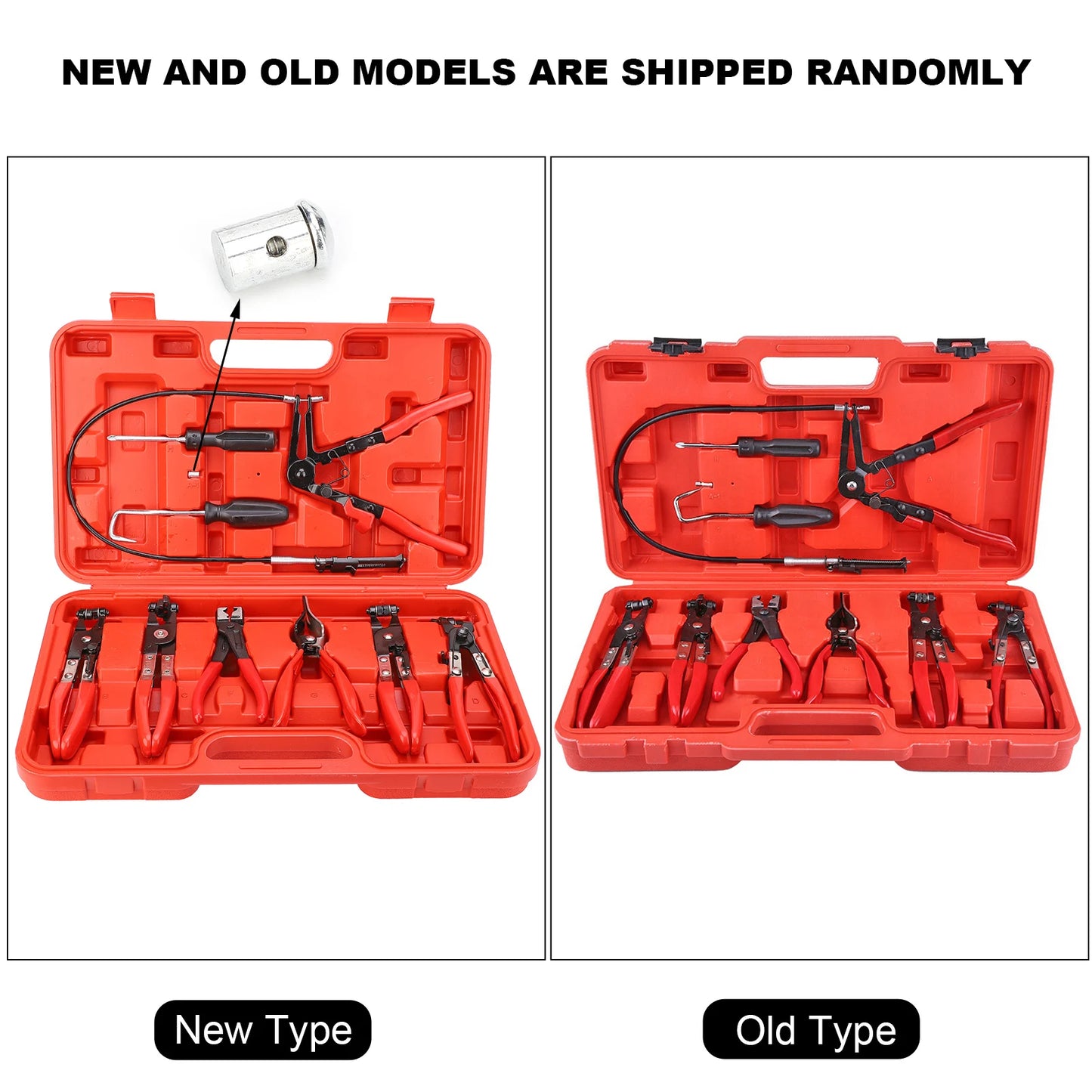 9Pcs Flexible Hose Clamp Clip Plier Set Swivel Jaw Flat Angled Band Automotive Tools