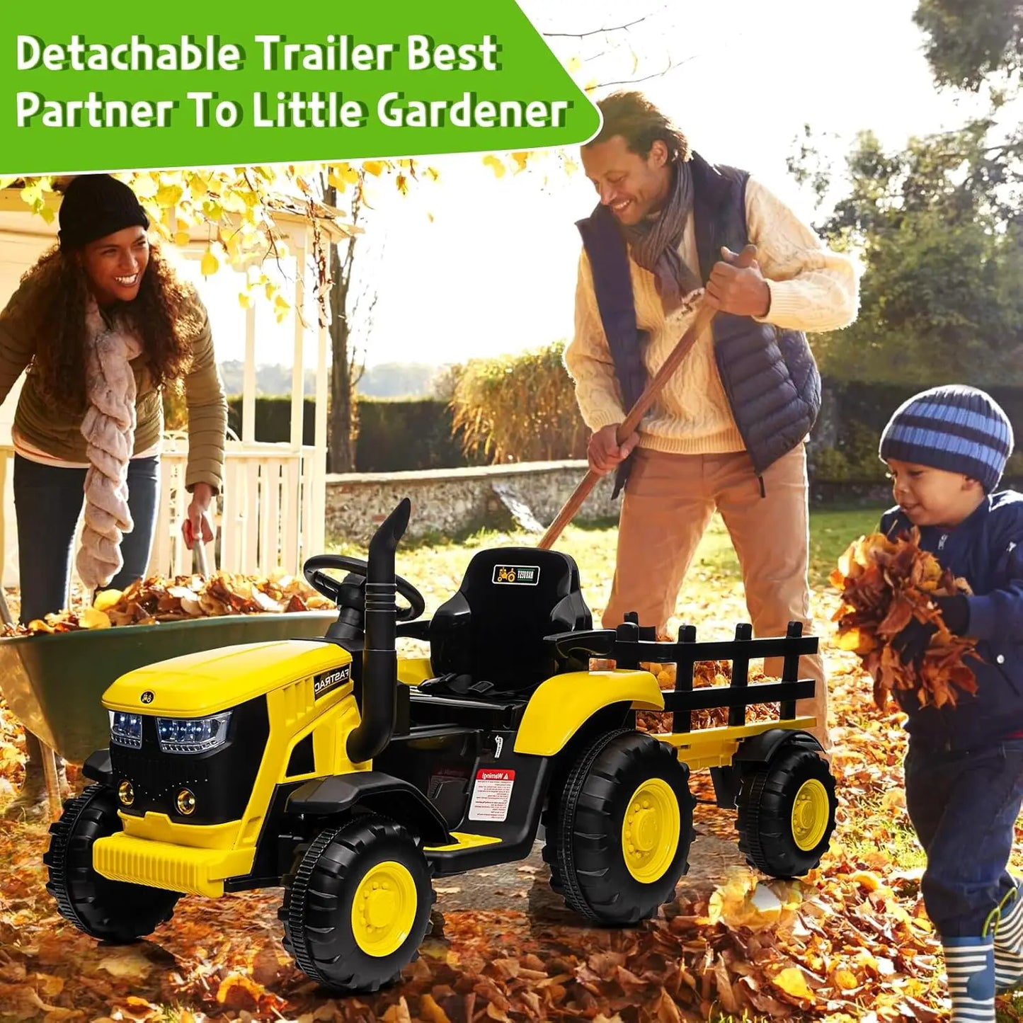 12V Battery Powered Kids Ride On Tractor Toys with Remote Control 35W Dual Motors Bluetooth Music 3-Gear Shift Safety Belt 3-6Y