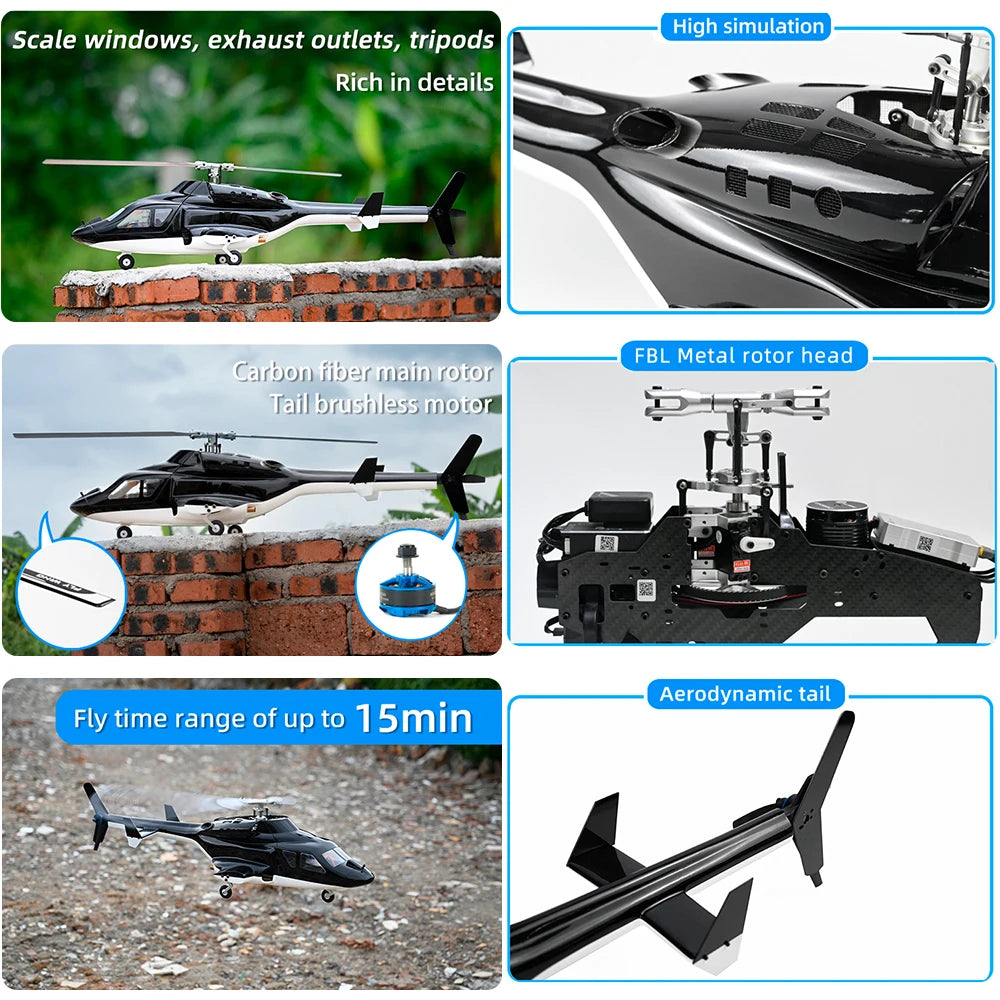 FLYWING Airwolf V2.5 Scale Helicopter H1 Flight Control GPS 450L Size High simulation Long Endurance 6CH RC helicopter RC plane