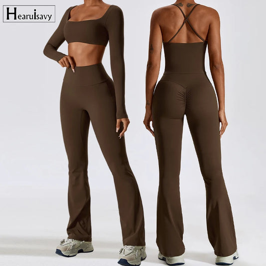 Naked Feeling Stretch Women Shockproof Workout Yoga Clothing Suit Running Quick Dry Tight Yoga Clothing Female Gym Workout Sets