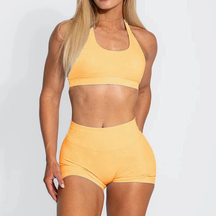 2PCS Seamless Gym Women Yoga Set Clothing Sportswear Leggings Halter Sports Bra Workout Outfit Pant Active Wear Suit XP389