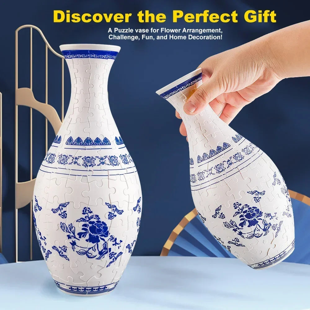 3D Puzzle Vase Panda Flower Porcelain Design Made Plastic Home Decoration and Flower Arrangement Housewarming Kids Toys Gifts