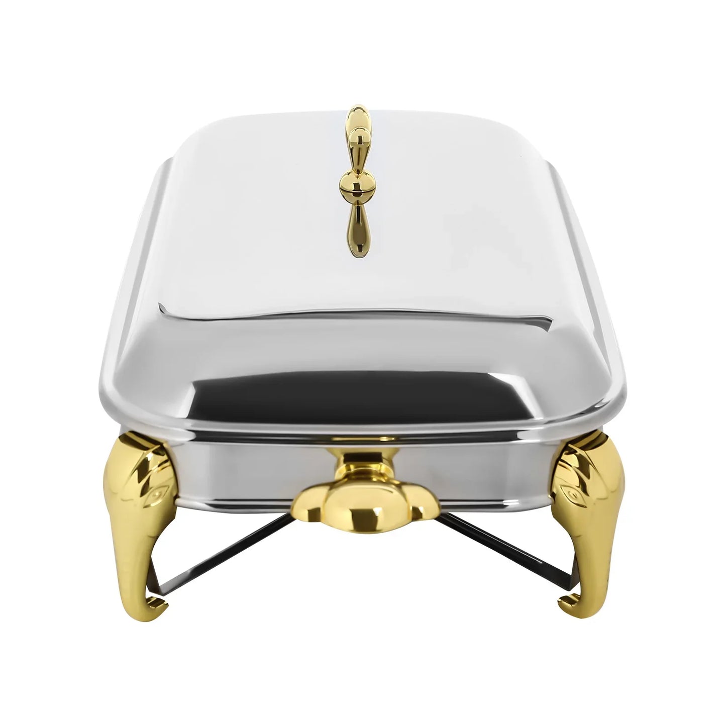 Chafing Dish Buffet Set Server Stainless Steel Chafing Dishes Oven Safe Glass Rectangle Food Warmer for Parties 2.9L Gold and Si