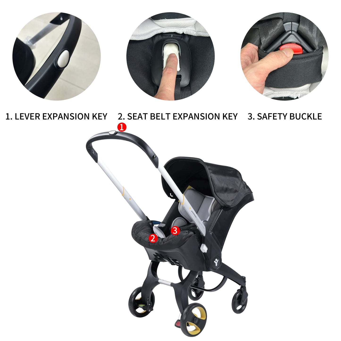 Foldable baby stroller, metal frame, adjustable handle direction, with sunshade, very suitable for outdoor shopping