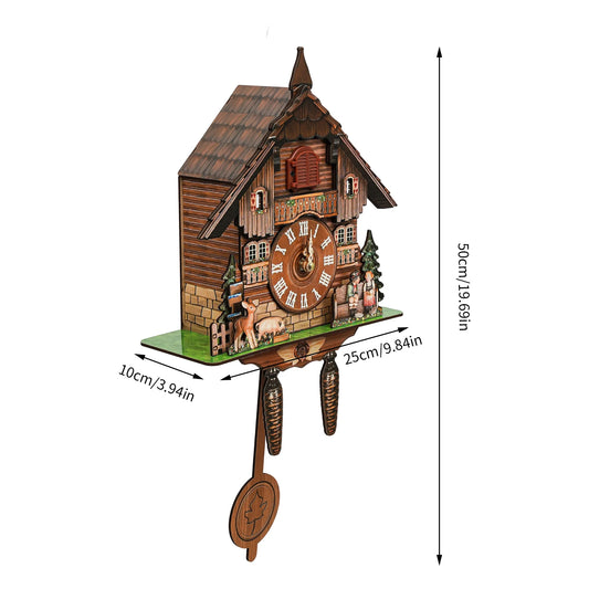 Cuckoo Wall Clock, Retro Wooden Wall Clock with Pendulum Wall Clock Decoration, Hanging Clock for Bedroom, Living Room, Office