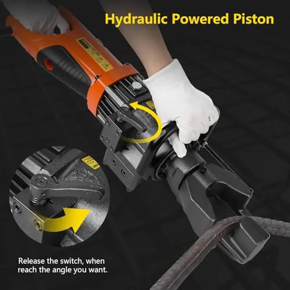 Portable Rebar Bender Tool 900W Electric Hydraulic Hand Held Steel Rod Bending Machine Angle 0-130°