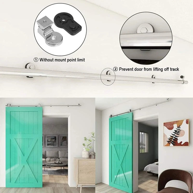 CCJH 5.5FT/168CM Sliding Door Rail Kit Stainless Steel Sliding Door Accessories Set for Single Sliding Door（NO DOOR）