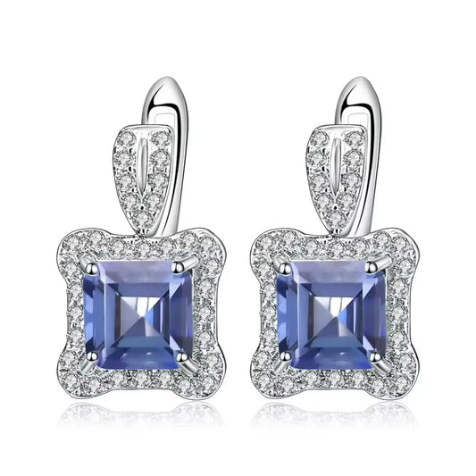 Gems Ballet Green Agate Earrings 3.77 Ct Sterling Stud