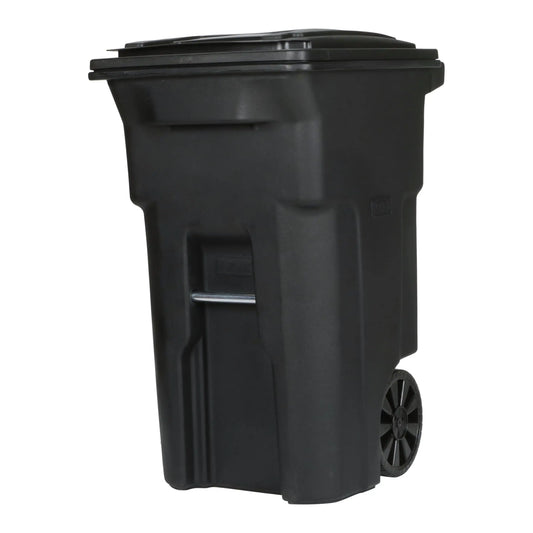 64 Gallon Black Trash Can with Wheels and Lid, Durable, Easy to Tilt and Roll