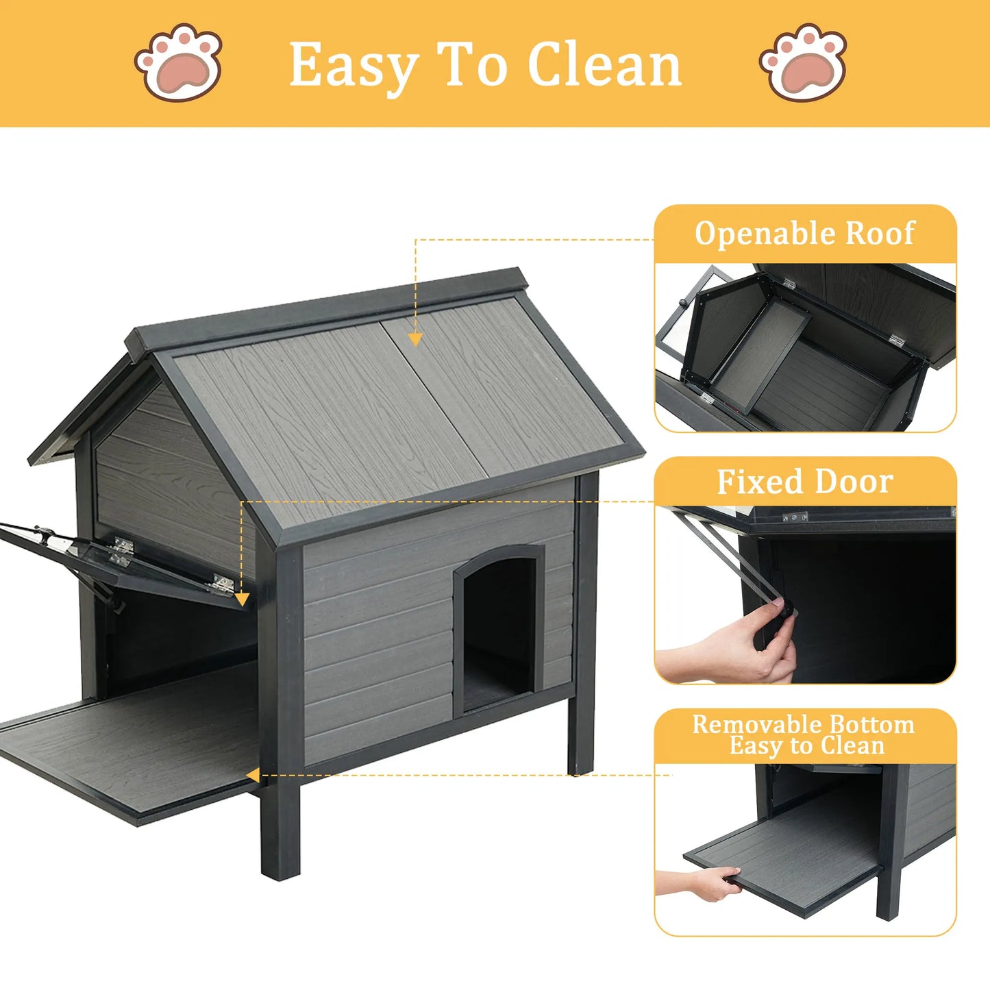 HDPE Indoor Outdoor Cat House, Weatherproof, Feral Cat Shelter for Multiple Cats, Outdoor HDPE Sheet Cat and Rabbit House