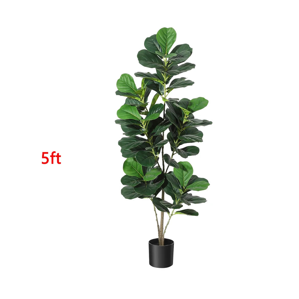 Artificial Tree,Faux Fiddle Leaf Fig Tree,6ft Tall Ficus Tree Artificial for Home Decor,Fake Lyrata Fig Plants Tree Home Decor