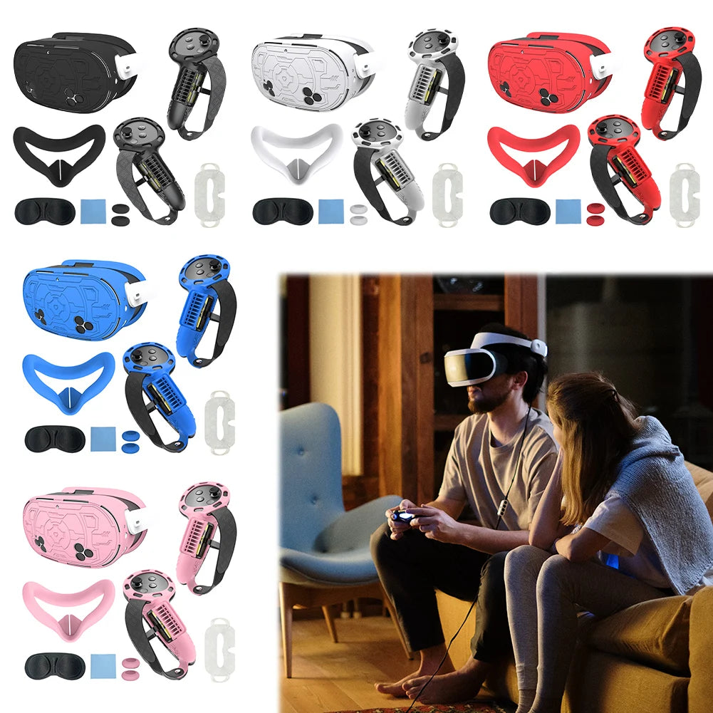7Pcs VR Accessories Anti-Fall for Meta Quest 3S VR Protective Accessories Set VR Face Cover Controller Grips Cover Joystick Caps