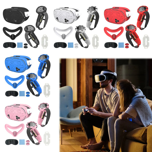 7Pcs VR Accessories Anti-Fall for Meta Quest 3S VR Protective Accessories Set VR Face Cover Controller Grips Cover Joystick Caps
