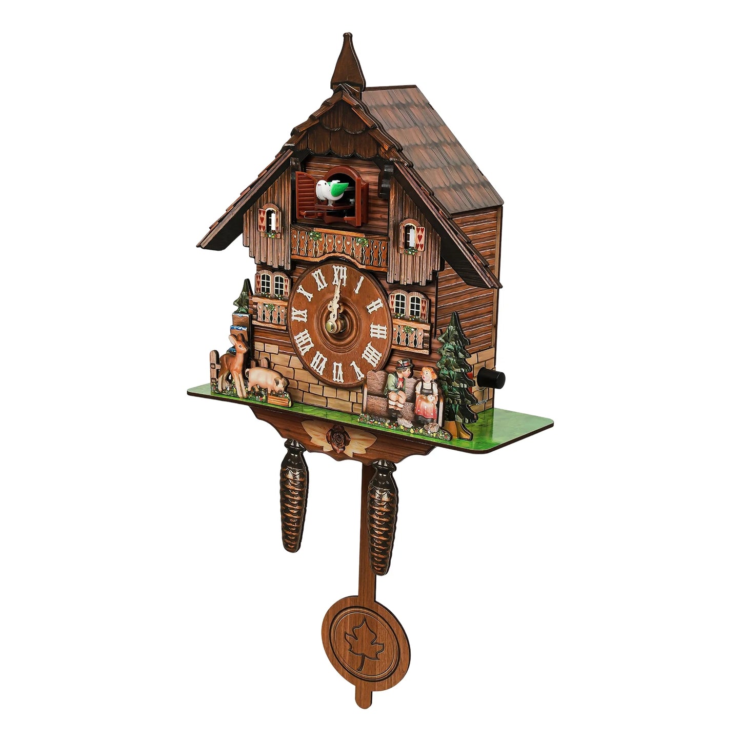 Cuckoo Wall Clock, Retro Wooden Wall Clock with Pendulum Wall Clock Decoration, Hanging Clock for Bedroom, Living Room, Office