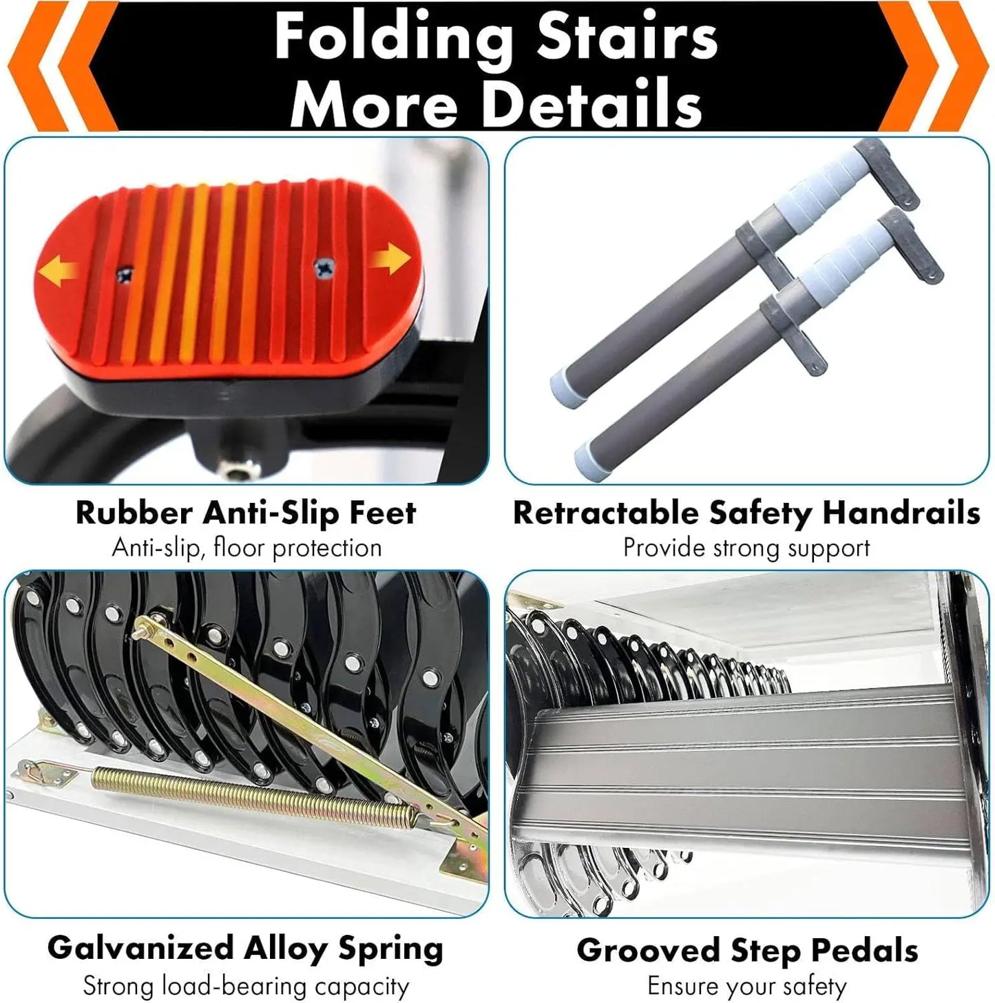 Attic Ladder Pull Down System, Wall Mounted Folding Attic Stairs, Titanium Magnesium Aluminum Alloy Telescoping Attic Ladder .