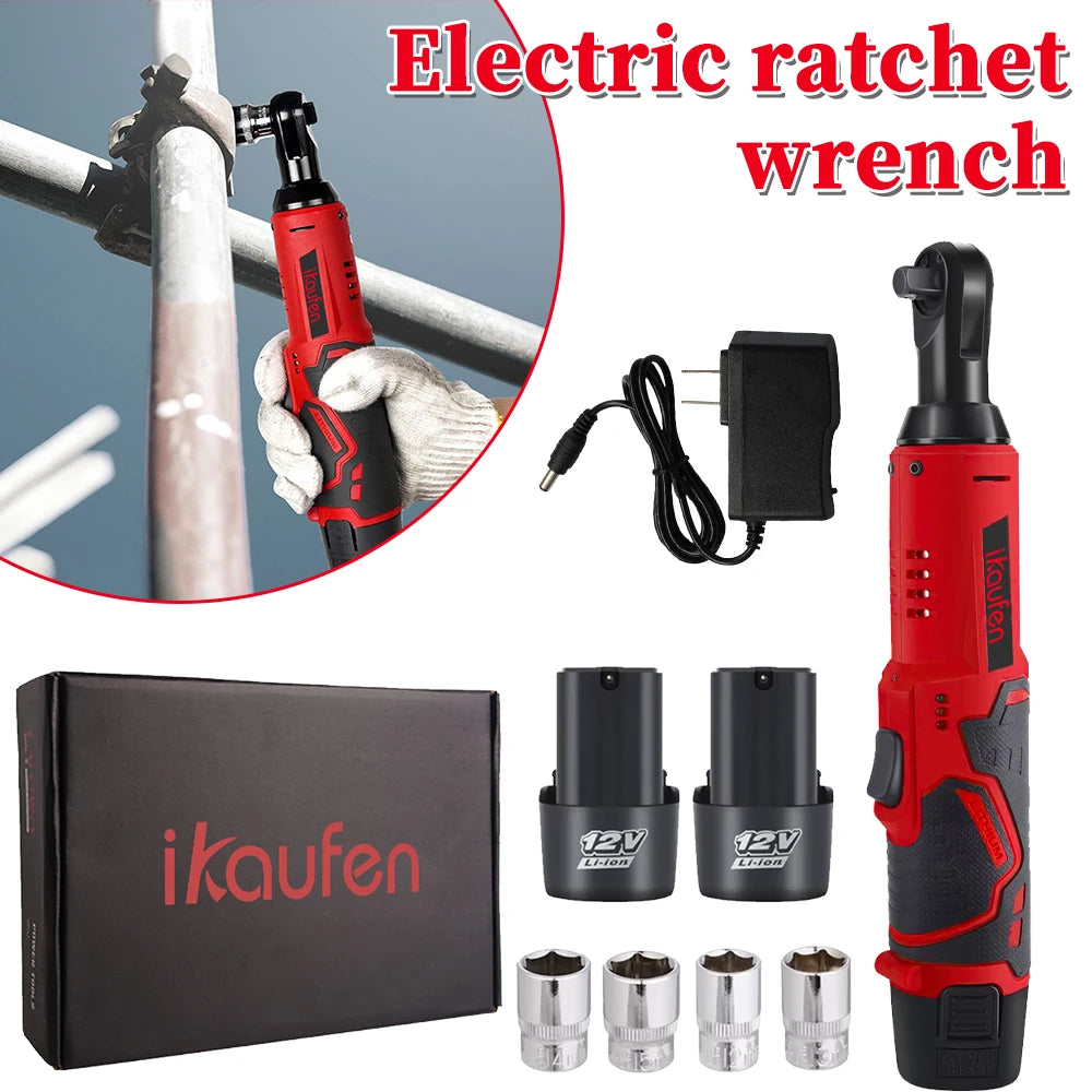 18V Impact Wrench Cordless Rechargeable Electric Wrench 3/8 Inch Right Angle Ratchet Wrenches Impact Driver Power Tool