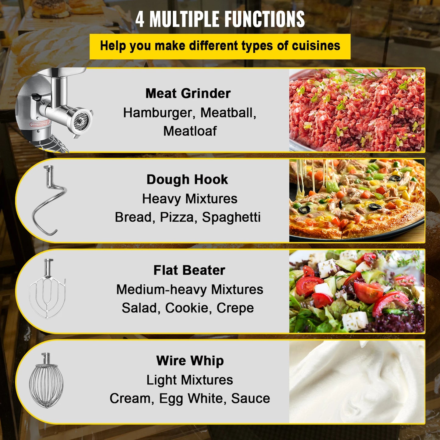 SucceBuy 20Qt Commercial Electric Stand Food Mixer 1100W Professional Kitchen Dough Mixer Bread Pastry Kneading Whipping Machine