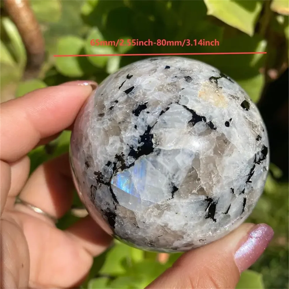 1pc 2.36-3.54inch Large Flash Rainbow Moonstone Crystal Sphere, Polished sphere for Home Decor and Gift, Perfect for Christmas,