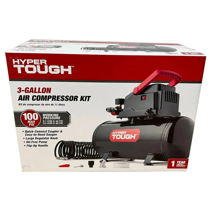 Hyper Tough Black 100 PSI Oil-free Portable Air Compressor 3 gal