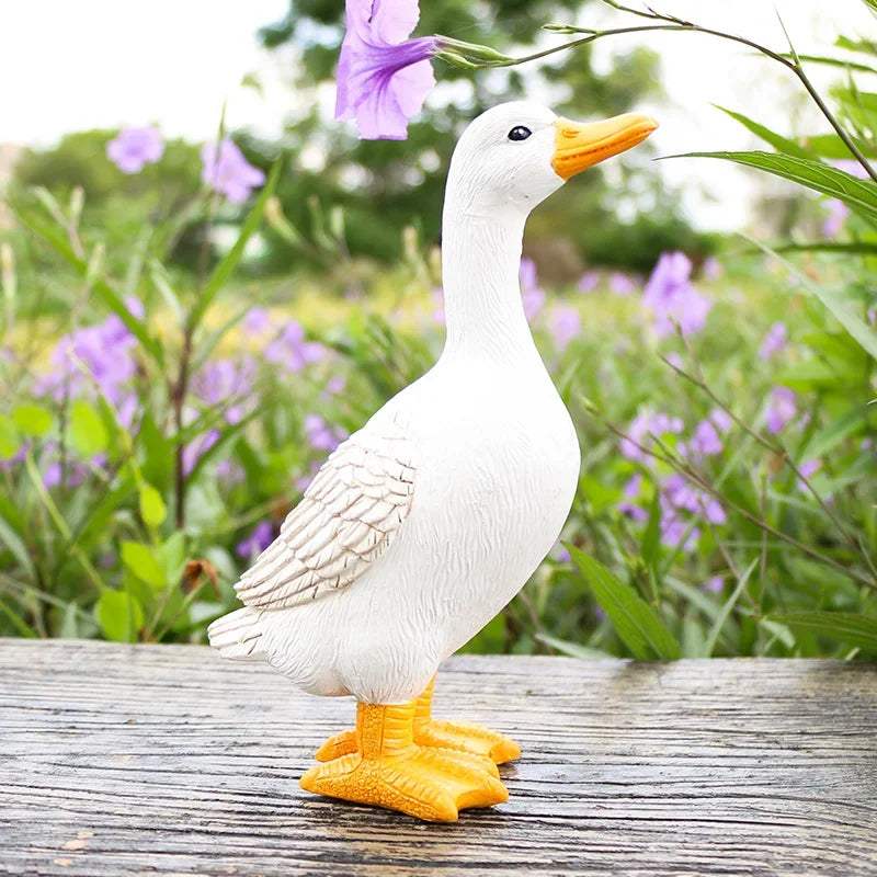 Duck Statues Landscape Ornament Farm Animal Simulation Model Statue Toy Chicken Duck Goose Figurine Sculpture Indoor Home Decor