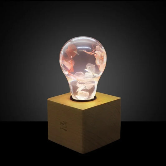 EP LIGHT Pink Hydrangea Flower Table Lamp, Ambient Night Lights, Wooden desk lamp for bedroom, living room, nursery