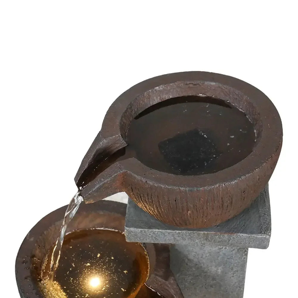 32.8" H 4-Tier  Outdoor Water Fountain - LED Lighted Indoor Outdoor Garden Fountains and Waterfalls for Garden, Patio, Deck