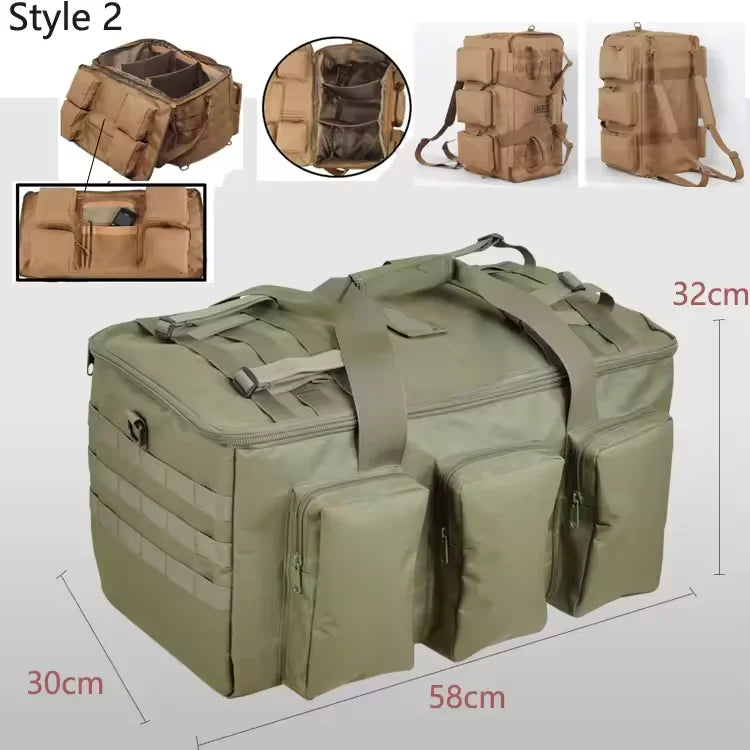 55L Luggage Duffel Bag Camping Backpack Tactical Large Bags Men's Hiking Travel Mountaineering Trip Utility Gym Weekend Duffle