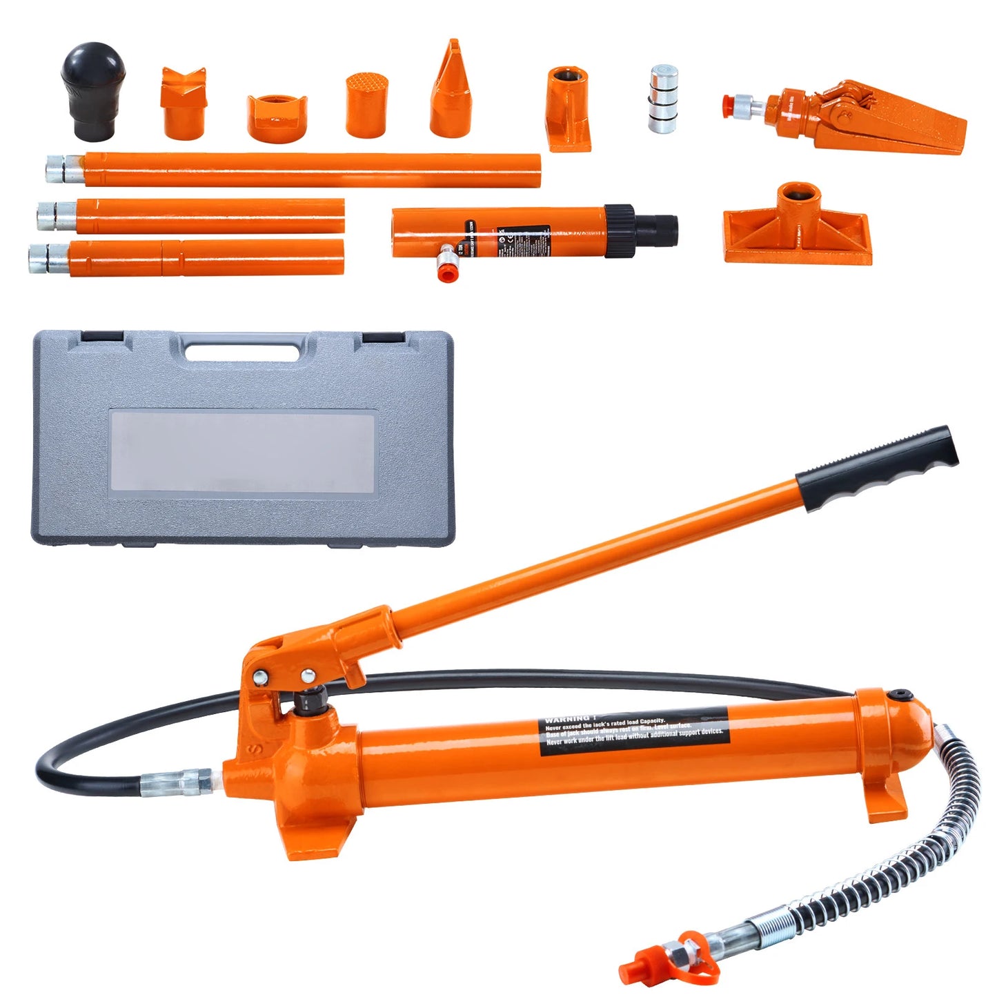 SucceBuy 12T Porta Power Kit Portable Hydraulic Jack with Oil Hose Auto Body Frame Repair Kit with Storage Case for Car Repair